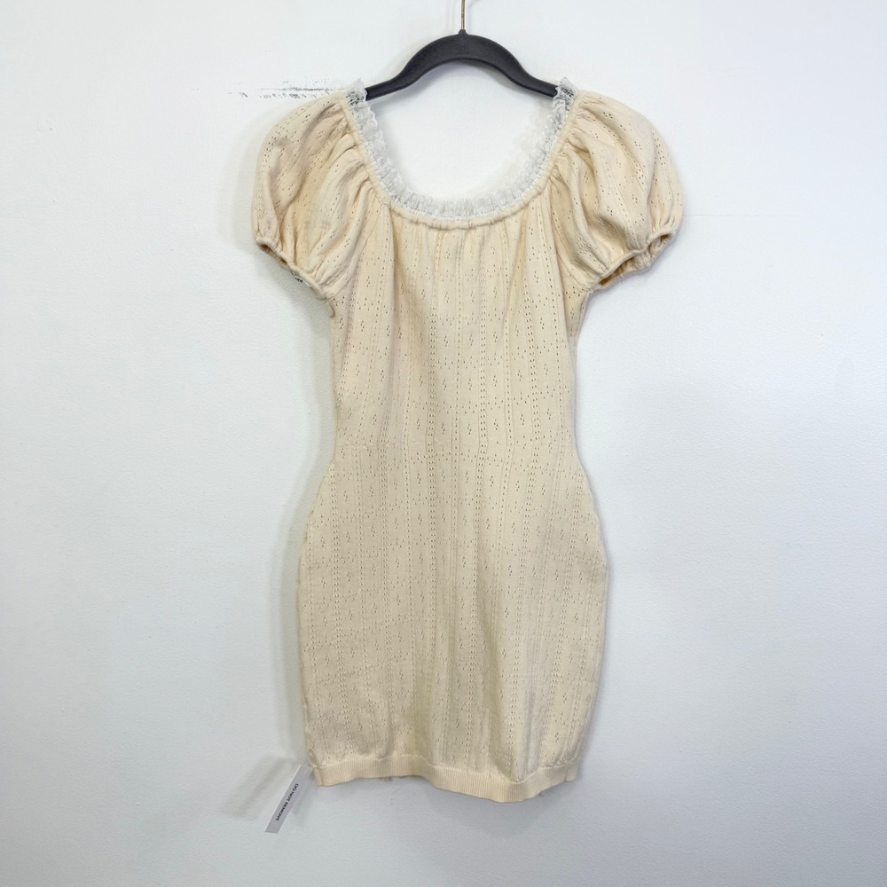For Love & Lemons Daniela Pointelle Knit Mini Dress Cream Size XS NWT - Picture 7 of 7